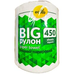 Рушник паперовий Ecolo Big білий 2 шари, 450 відривів, 1 рулон
