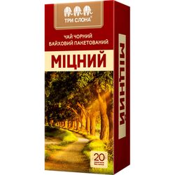 Чай чорний ТРИ СЛОНА Міцний без нитки 1,5 г х 20 шт/пач.