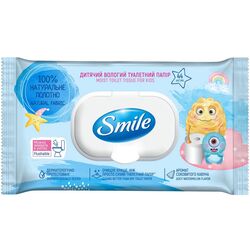 Папір туалетний вологий дитячий Smile клапан 44 шт/уп.