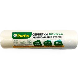 Серветки для прибирання віскозні універсальні Purfix 25х25 см, 30 шт/рул.