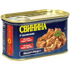 Консерви м'ясні POWER BANKa Свинина з часником ж/б 200 г
