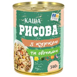 Консерви Каша рисова з куркою та овочами ж/б 340 г