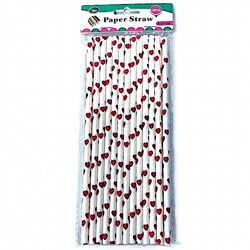 Набір трубочок для напоїв паперових Серця 25 шт