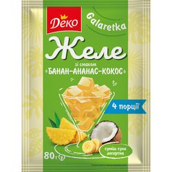Желе Деко зі смаком банана, ананаса, кокоса 80 г