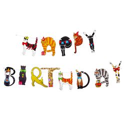 Розтяжка святкова Happy Birthday Котики