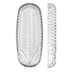 Блюдо скляне рельєфне ECOMO OVAL-L прозоре 18,5 см