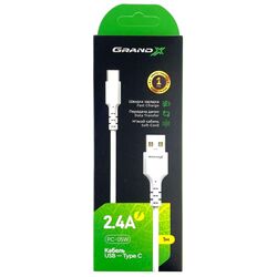 Кабель USB-Type-C Grand-X PC-05W білий 1 м