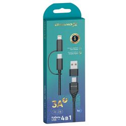 Кабель USB,Type-C 4в1 Grand-X PX-41B чорний 1 м