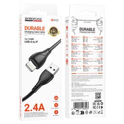 Кабель USB-А-Lightning Borofone BX121 чорний 1м