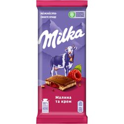 Шоколад молочний Milka Кремово-малинова начинка 90 г