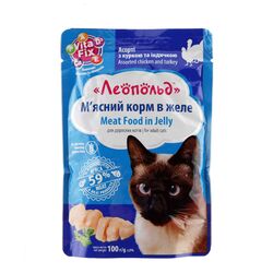 Корм для котів желе Леопольд  Курка, індичка 100 г