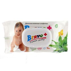 Серветки вологі із клапаном Bravo MIX 72 штук в упаковці