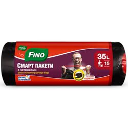 Пакети для сміття FINO Смарт міцні із затяжками 35 л,15 шт/рул.