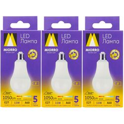 Набір ламп LED MIORRO A60 11Вт E27 яскраве світло 4000К 3 шт/уп.