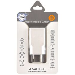 Адаптер зарядний мережевий Type-C + USB