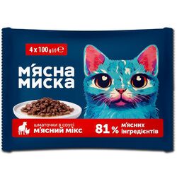 Набір корму для котів М’ясна Миска М'ясний мікс 100 г х 4 шт/уп
