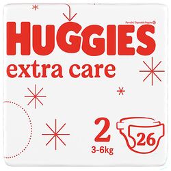 Підгузки дитячі Huggies Extra Care 2" 3-6 кг, 26 шт/пач.