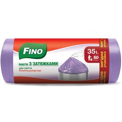 Пакети для сміття FINO Стандартні з затяжкою фіолетові 35 л 50 шт/рул.