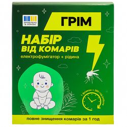 Набір від комарів Грім: електрофумігатор + рідина 30 ночей Kids 15,3 мл