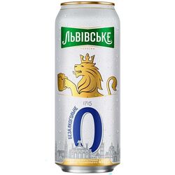 Пиво безалкогольне пастеризоване Львівське 1715 Світле №0 ж/б 0,48 л