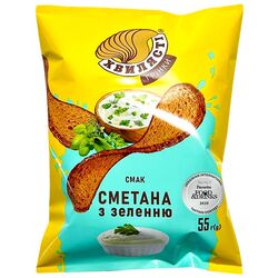 Грінки житньо-пшеничні ХВИЛЯСТІ зі смаком сметана, зелень 55 г