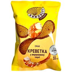 Грінки житньо-пшеничні ХВИЛЯСТІ зі смаком креветки у вершках 55 г