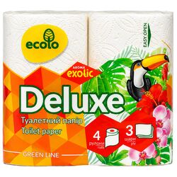 Набір паперу туалетного Ecolo Deluxе Екзотик 3 шари 4 шт/уп
