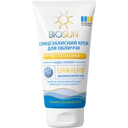 Крем для обличчя сонцезахисний водостійкий BIOSUN коензими Q10 SPF60 50 мл