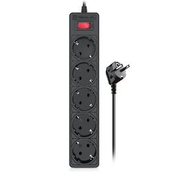 Фільтр-подовжувач мережевий REAL-EL RS-Protect 505 5 розеток чорний 1,8 м
