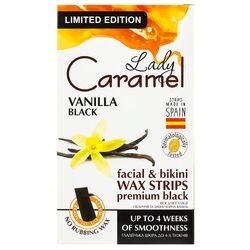 Смужки воскові для епіляції обличчя, бікіні Lady Caramel Чорна ваніль 12 шт/уп.