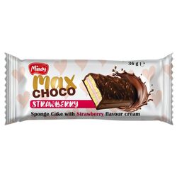 Тістечко бісквітне глазуроване Mindy Max Choco зі смаком полуниці 36 г