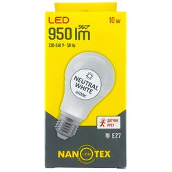 Лампа LED з датчиком руху NANOTEX A60 10Вт Е27 4100К 220В