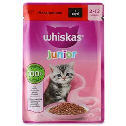 Корм для кошенят WHISKAS з яловичини в соусі, пауч 85 г
