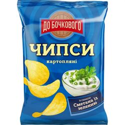 Чипси картопляні ДО БОЧКОВОГО зі смаком сметани, зелені 100 г