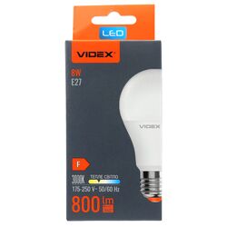 Лампа Videx А60e 8 W E27 3000K 220 V