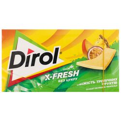 Гумка жувальна Dirol X-Fresh Свіжість тропічних фруктів, пластини 13,5 г