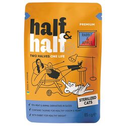 Корм для стерилізованих котів Half&Half з кроликом та яблуками в желе, пауч 85 г