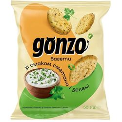 Сухарики пшеничні Gonzo Багети Сметана, зелень 50 г