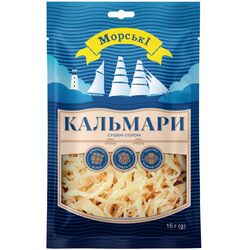 Снеки сушені солоні Морські Кальмари стружка 15 г