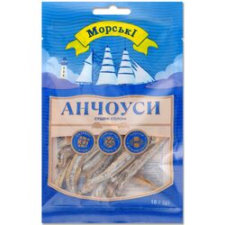 Снеки рибні сушені солоні Морські Анчоуси 18 г