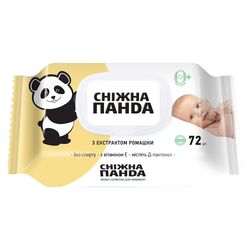 Серветки вологі дитячі Сніжна панда Ромашка з клапаном 72 штуки