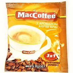 Напій кавовий розчинний 3 в 1 MacCoffee з ароматом айріш крім упаковка 20 шт. х 18 г