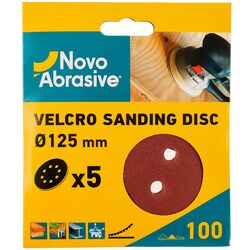 Набір кругів шліфувальних NovoAbrasive P100 д=125мм 8 отворів 5шт/уп