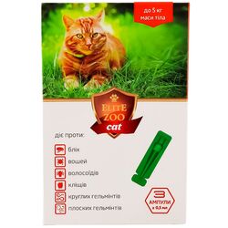 Краплі від бліх та кліщів ELITE ZOO Cat до 5 кг 3 штуки