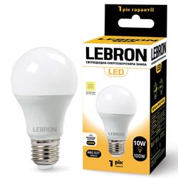 Лампа LED з датчиком руху LEBRON А60 10 Вт Е27 4100K 220В