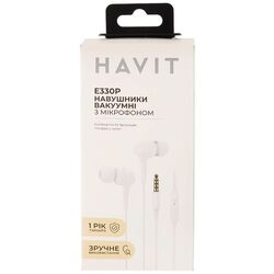 Навушники вакуумні дротові з гарнітурою Havit HV-E330P білі