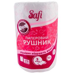 Рушник паперовий Safi білий 3 шари 1 рулон