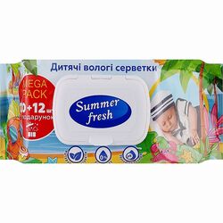 Серветки вологі дитячі Summer Fresh Ромашка клапан 80 шт/уп