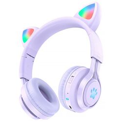Навушники накладні бездротові гарнітура Hocо W39 Cat ears purple