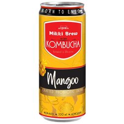 Напій безалкогольний газований Mikki Brew Комбуча Mangoo ж/б 330 мл